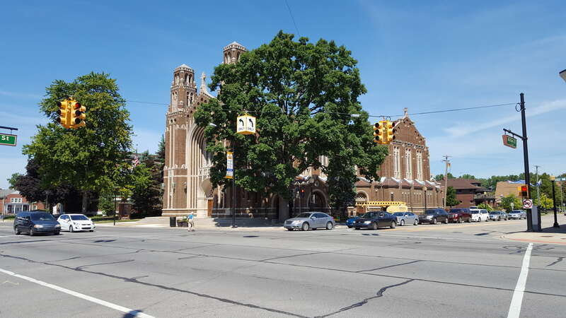Side view, Sacred Heart Church, Dearborn, Michigan