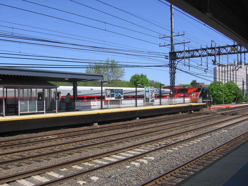 A Danbury bound train waits on track 1 at South Norwalk station.
