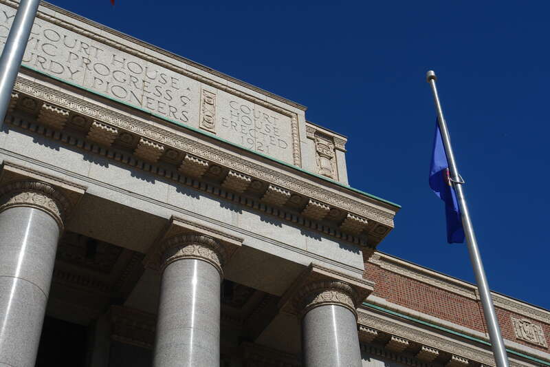 Columns at front entrance.