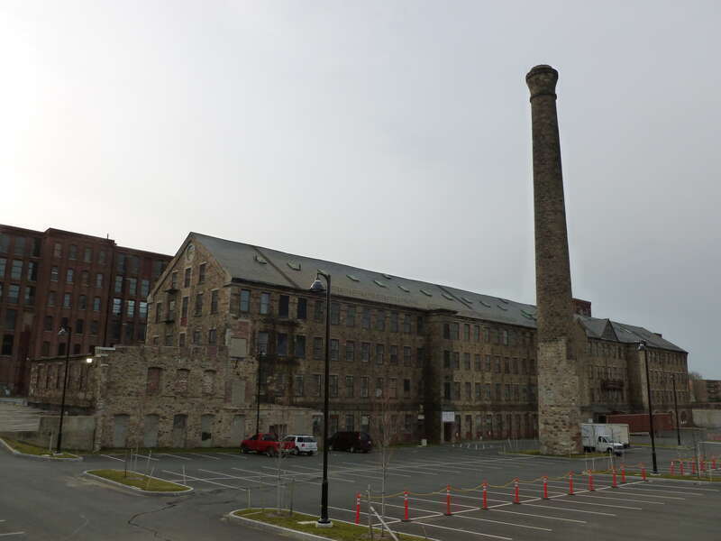 Stone Mill, located near 15 Union Street, Lawrence, Massachusetts.  South and east sides of building shown.