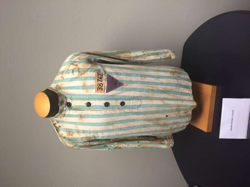 striped pajamas with purple triangle