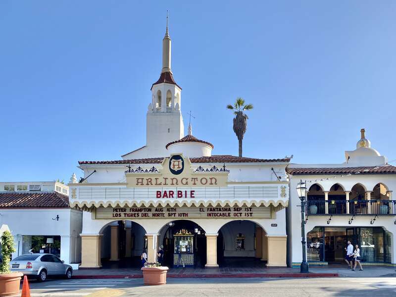 Built in 1931, this Spanish Colonial Revival-style building was designed by Edwards and Pluckett to serve as a large movie theater, being the largest theater in the city of Santa Barbara.  The theater operated until it closed in the 1970s due to