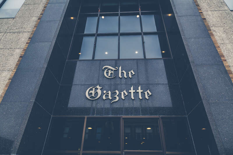 The Gazette newspaper building at 500 3rd Ave SE in Cedar Rapids, Iowa