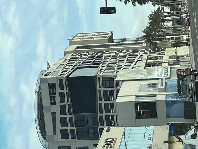 The office tower and shops seen at The Source OC shopping mall.