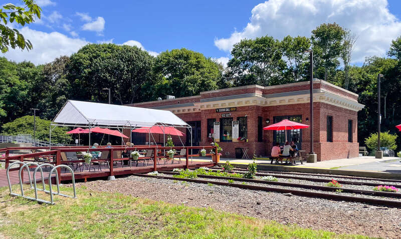 The Station Grill, former Falmouth train station. 59 Depot Ave, Falmouth, Cape Cod, Massachusetts