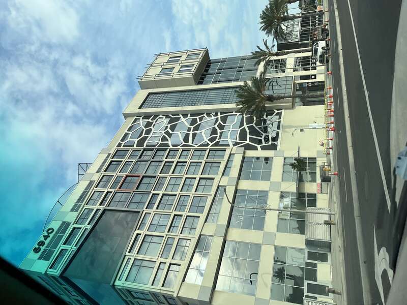 The office tower at The Source OC shopping mall as viewed from Beach Blvd.