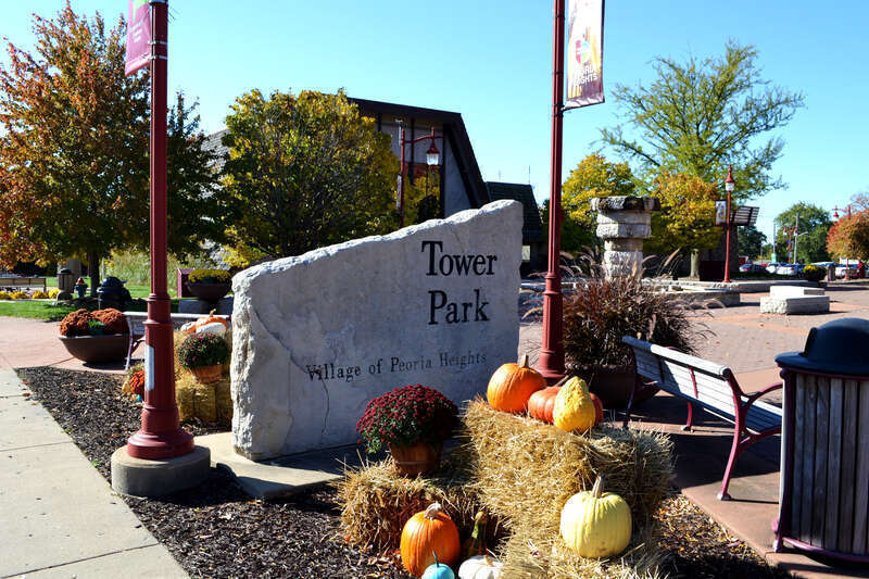 Tower Park, with Peoria Heights Village Hall in the background