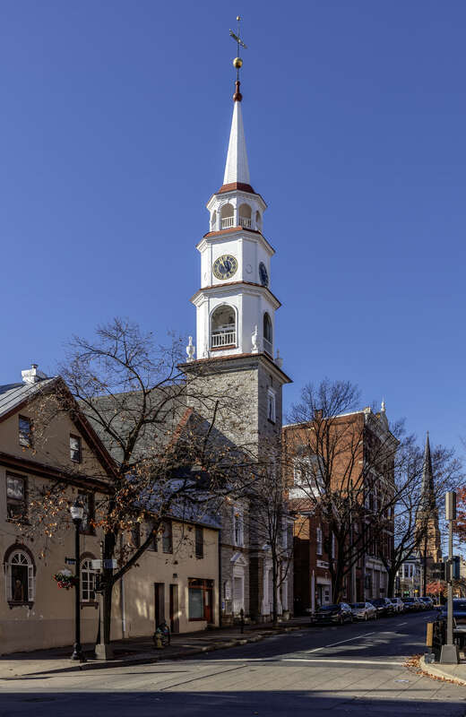 Trinity Chapel and West Church Street, Frederick, Maryland, USA