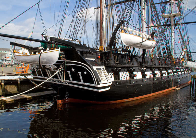 Launched in 1797, USS Constitution was a heavy frigate of the USA navy. Although designated a frigate she was twice the weight of a typical frigate of the time (2,200 tons) and although classed as a 44gun frigate she actually carried over 50 guns.