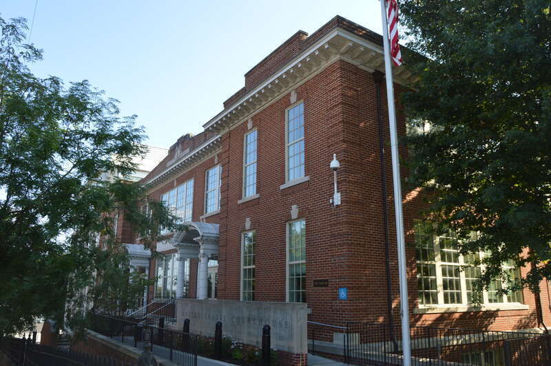 Front of the federal courthouse for the Lynchburg division of the Western District of Virginia, located at 1101 Court Street in Lynchburg, Virginia, United States.
