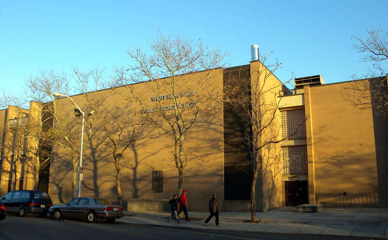 Looking east across Broadway at PS 2 of WNY on a sunny late afternoon.