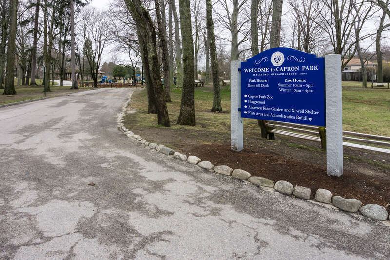 Entrance sign to Capron Park, Attleboro, Massachusetts