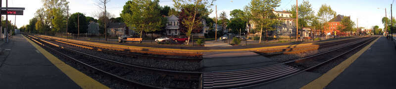 Panorama of West Medford station from the inbound platform