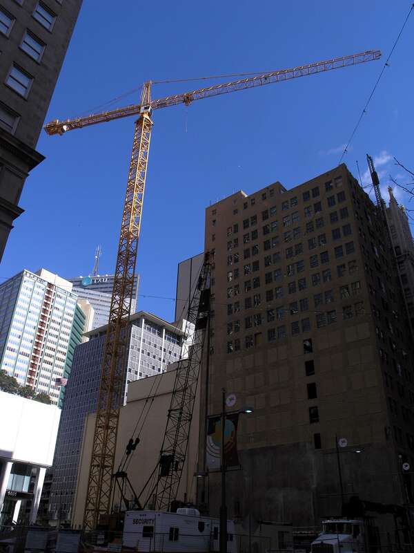 Construction work on 1407 Main, part of the Third Rail Lofts in the Main Street District of downtown Dallas, Texas (USA)