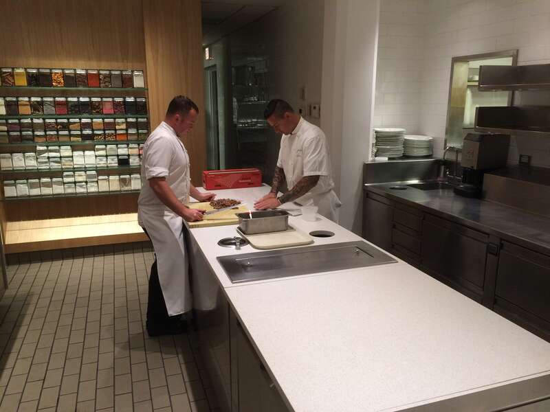 The kitchen of Grace, a restaurant in the West Loop neighborhood in Chicago, Illinois. It had been ranked 3 stars by the Michelin Guide each year from 2015 until it closed in 2017.