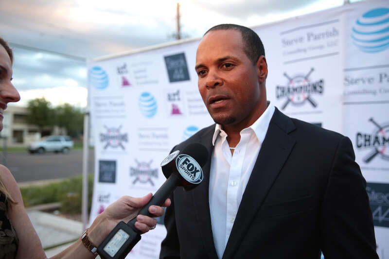 Barry Larkin on the red carpet at the Dinner of Champions hosted by Tony La Russa's Animal Rescue Foundation at Steak 44 in Phoenix, Arizona.

Please attribute to Gage Skidmore if used elsewhere.