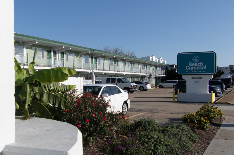 Beach Carousel Motel Facing south next to the swimming pool area