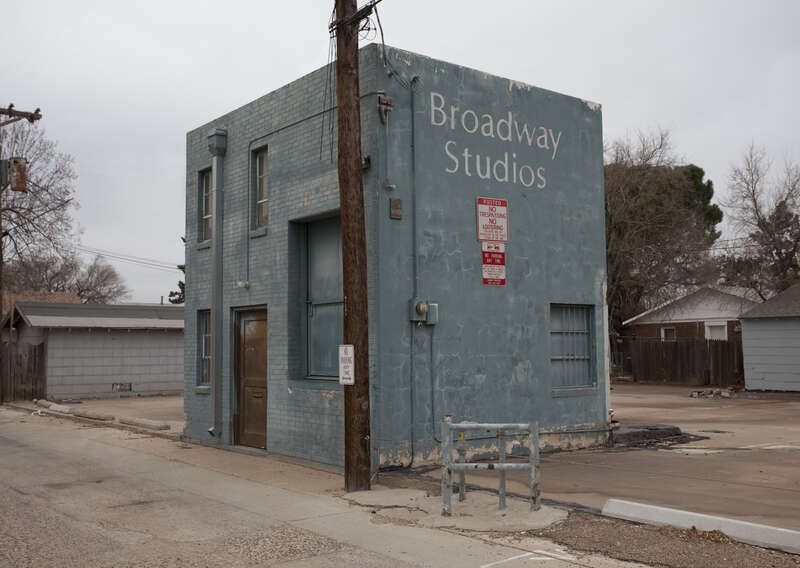 Broadway Studios, an odd little two-story in Lubbock, Texas.