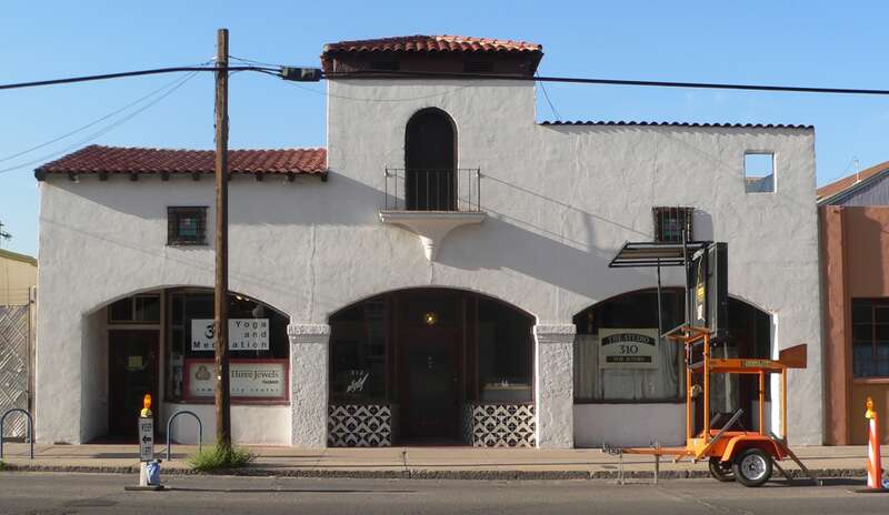 Haynes building, located at 310-312-314 E. 6th Street in Tucson, Arizona; seen from the north, across 6th.