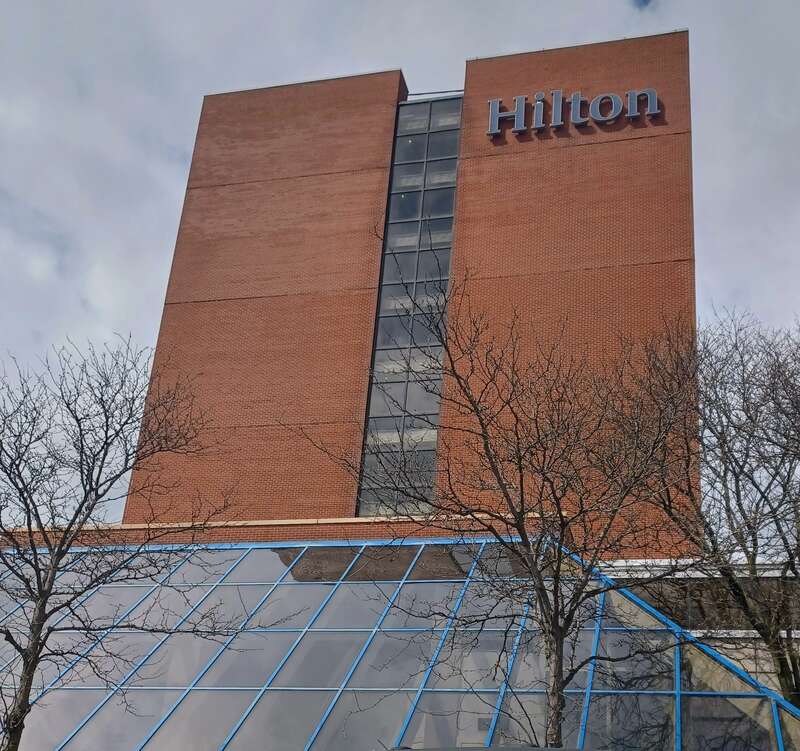 Hilton Fort Wayne at the Grand Wayne Convention Center, south side of tower