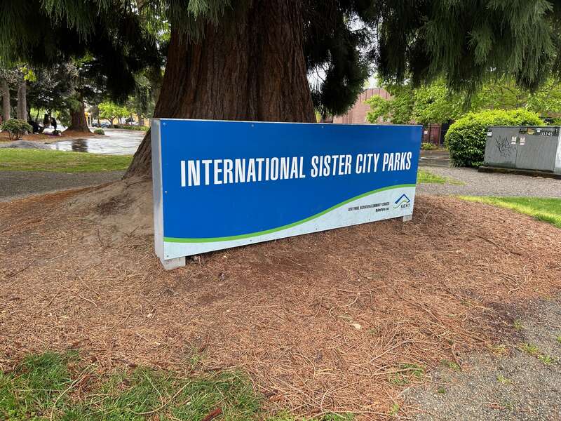 International Sister City Parks sign in Kent, Washington