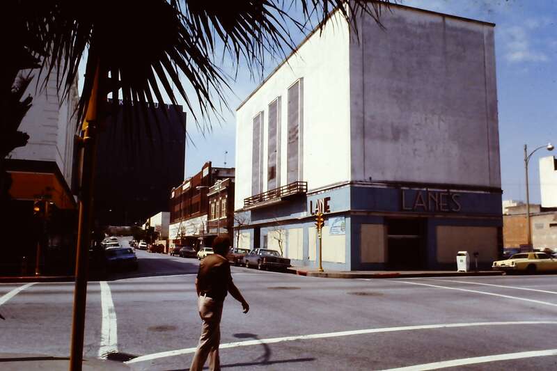 At the corner of N. Chaparral and Peoples St. 
This picture was probably taken in 1978.

I think that's about the time it had fresh plywood installed on the windows.