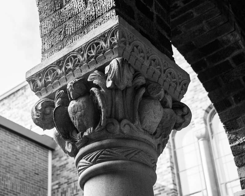 A detail in the Prince Lucien Campbell Courtyard at the Jordan Schnitzer Museum of Art