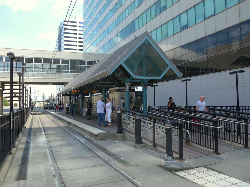 Looking north at Newport station on a sunny late morning.