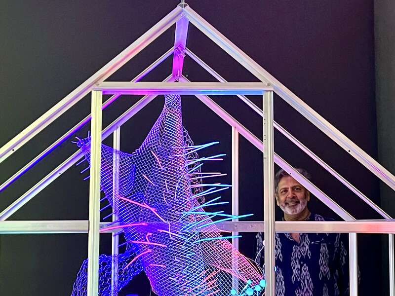 Light artist Sunil Garg in his studio