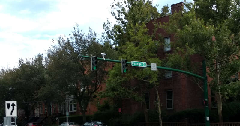 Orange and Trumbull fixed facing away from exits