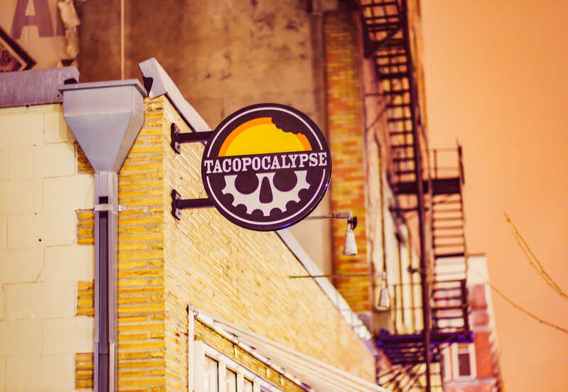 A taco shop East Village, Des Moines, Iowa.