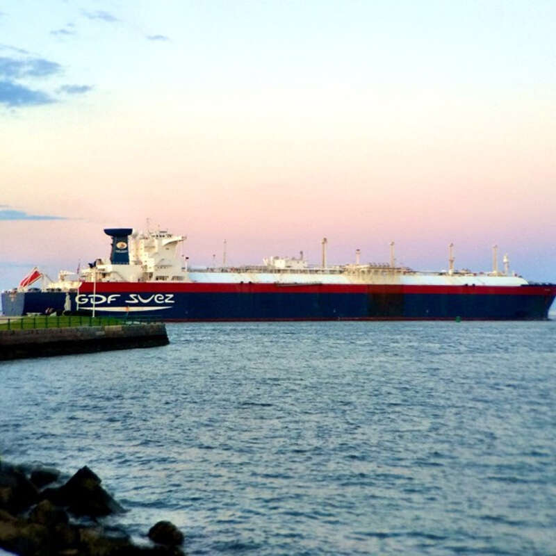 The GDF Suez, leaving Boston Harbor, is a monster! Wow!