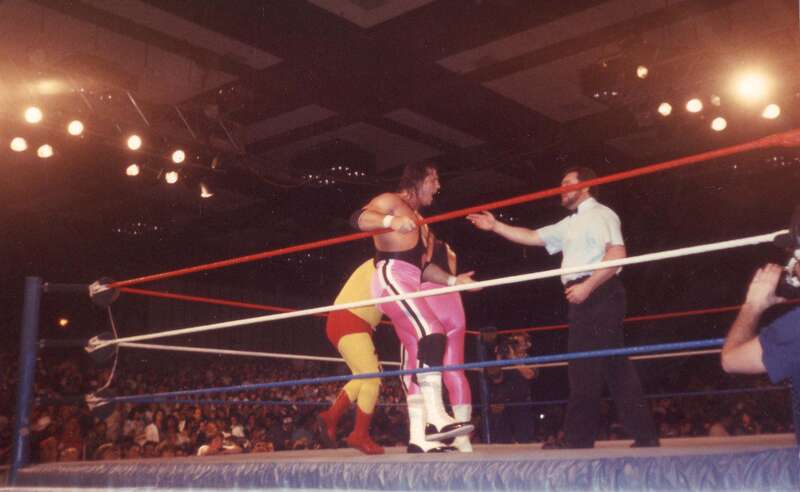 The Hart Foundation vs Intruder (pictured) &amp;amp; the Black Knight (unpictured) on 7 March 1989 at the El Paso Civic Center for a video-taping of a WWF &quot;Superstars of Wrestling&quot; event.