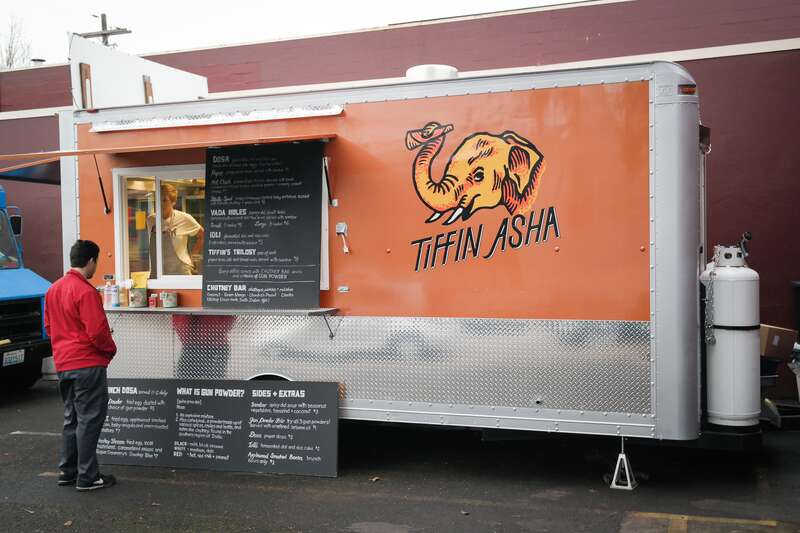 Tiffin Asha food cart at the Beech pod in Portland, Oregon