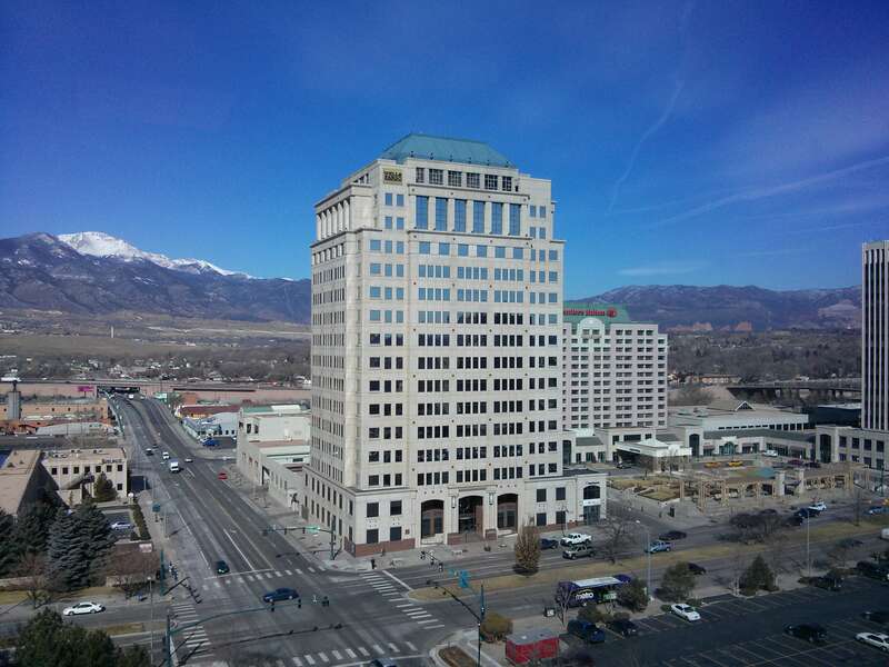 Photo of the Wells Fargo Center in Colorado Springs, from the 10th floor of the BBVA Compass building