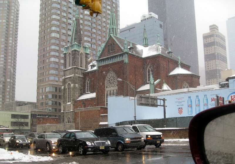 Looking east across 40th Street at the Church of Saints Cyril &amp;amp; Methodius and St. Raphael is a Roman Catholic parish church in the Roman Catholic Archdiocese of New York, located at 502 West 41st Street, Manhattan, New York City. It was