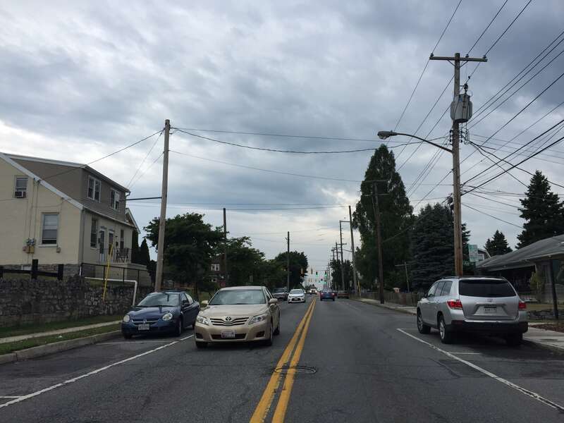 View west along Maryland State Route 64 (Cleveland Avenue) near Mussey Avenue in Hagerstown, Washington County, Maryland