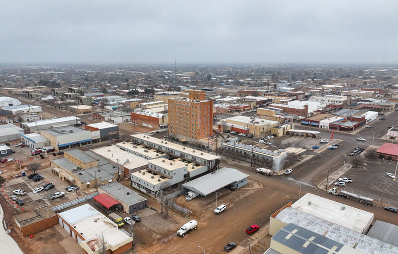 Aerial view of Clovis, New Mexico skyline