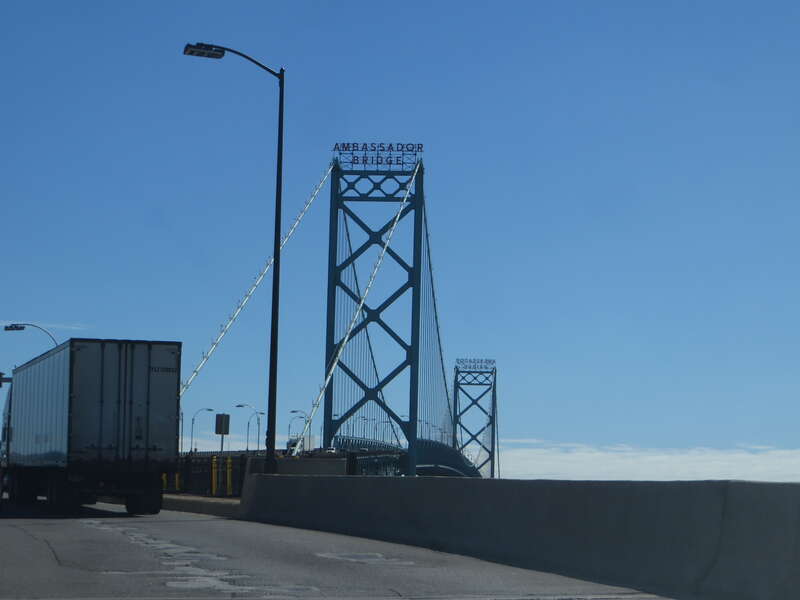 The Ambassador Bridge (officially the Ambassador International Bridge) is a suspension bridge that connects Detroit, Michigan, in the United States, with Windsor, Ontario, Canada. It is the busiest international border crossing in North America in