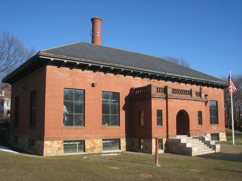 Arlington Pumping Station, Brattle Court, Arlington, Massachusetts, USA. Building listed on the National Register of Historic Places.