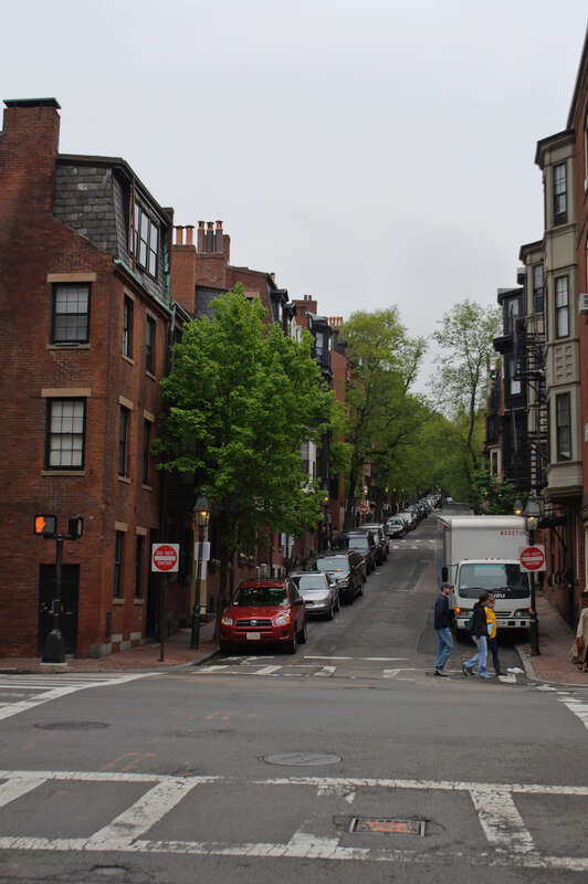 One of the side residential streets in this quaint neighborhood.