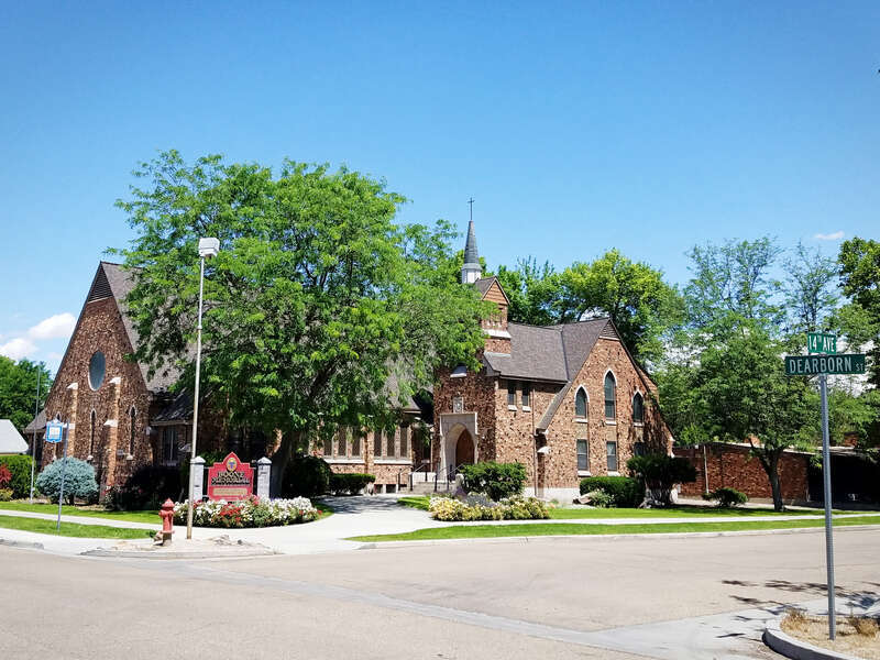 Constructed in 1948, Boone Memorial was named for the founder and first president of the College of Idaho. The church is part of the Caldwell Residential Historic District, also known as the Steunenberg Historic District, in Caldwell, Idaho. The