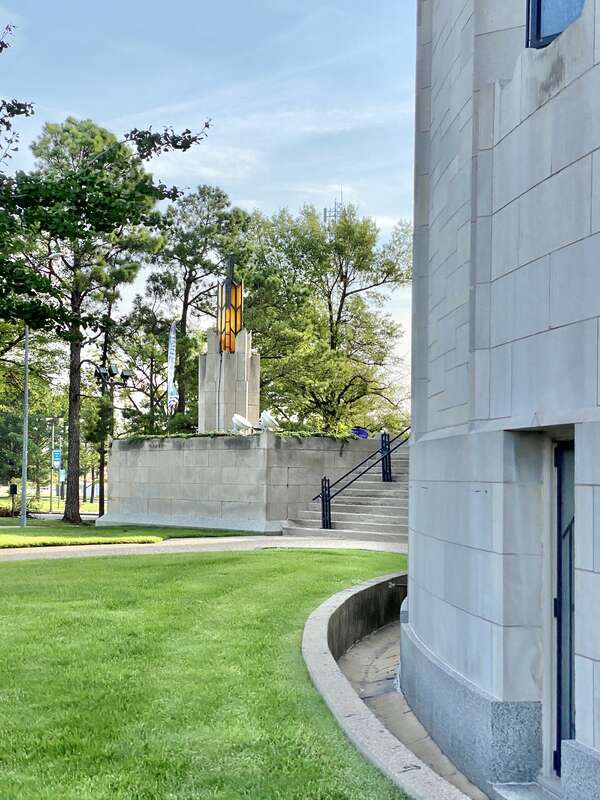Built in 1927-1929, this Art Deco-style building was designed by Bruce Goff and Adah Robinson for the congregation of Boston Avenue United Methodist Church, organized in 1893 as a part of the Methodist Episcopal Church, South.  The building was