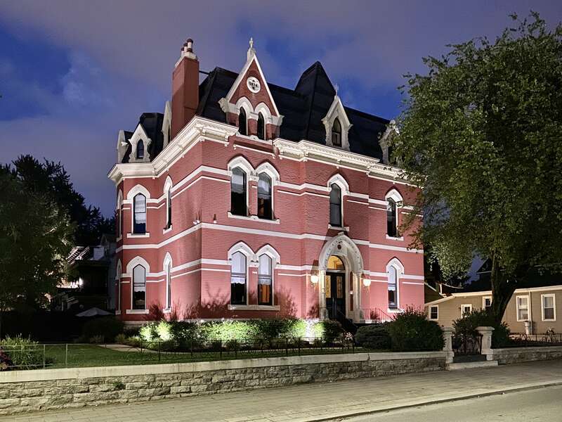 Gothic Revival-style manse built in 1874 by the Boyd family at the corner of 6th Street and Philadelphia Street in the Mainstrasse Village neighborhood of Covington, Kentucky.  It is a contributing structure in the West Side-Main Strasse Historic