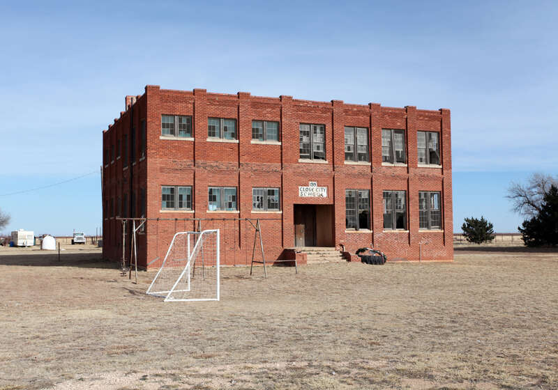 Close City school, built 1919 and abandoned 1965, in Garza County, Texas.