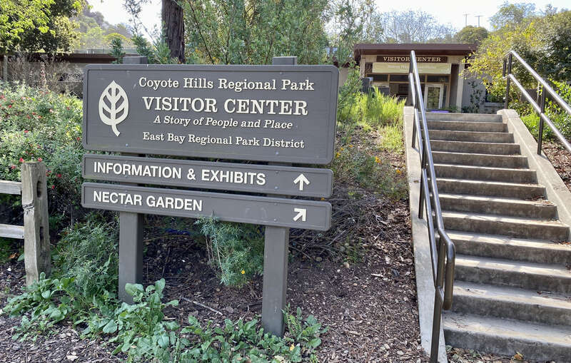 sign of Coyote Hills Regional Park Visitor Center at Fremont, California
