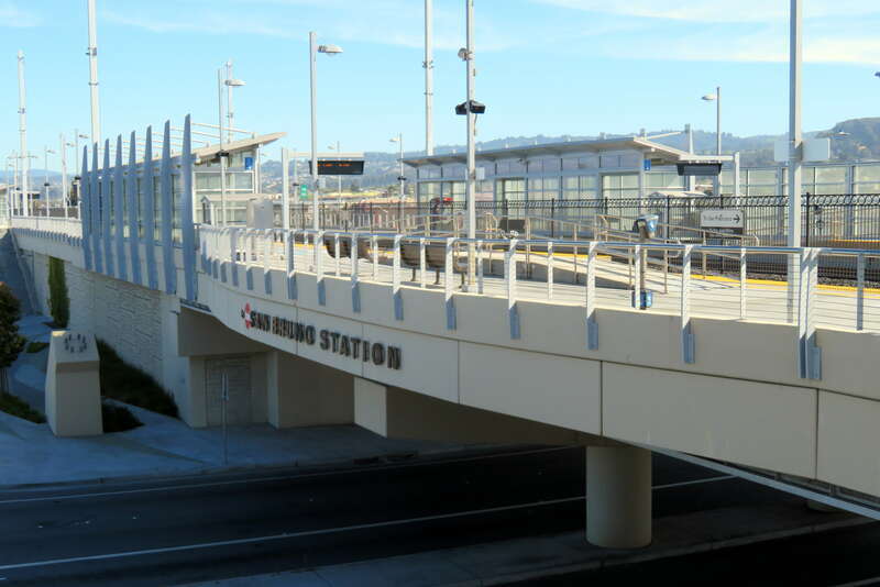 San Bruno station elevated over San Bruno Avenue in June 2018