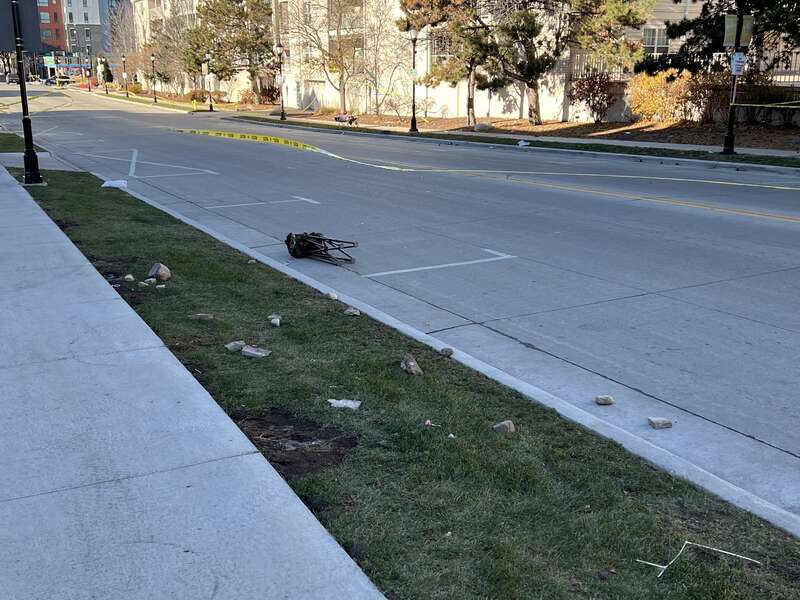 Empty street with caution tape