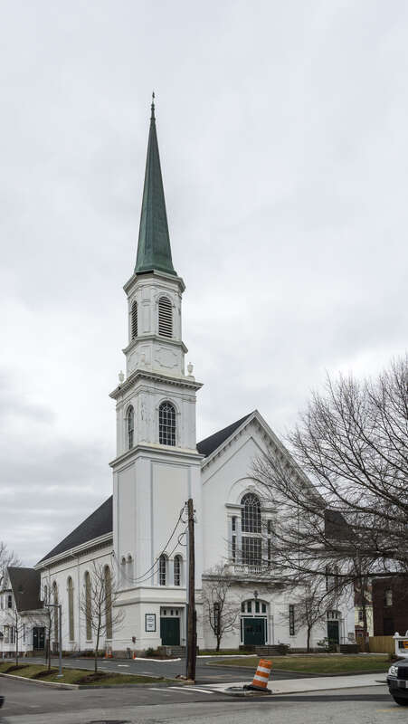 The First Congregational Church, now known as Trinity Church, is an historic church at 730 Main Street in Waltham, Massachusetts. Built 1870.