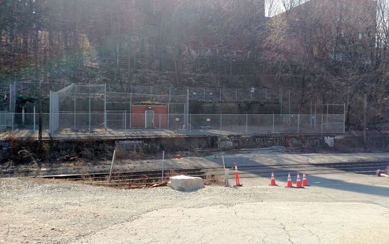 Foundation of the former Winter Hill station in February 2017